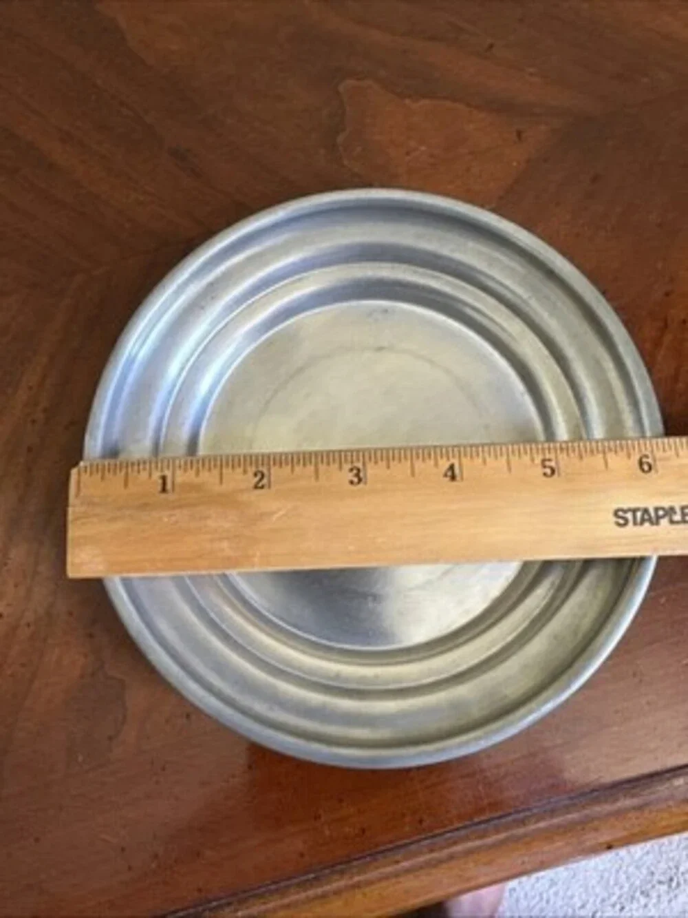 Vintage Covered Round Butter Pewter Dish stamped WEB 1180